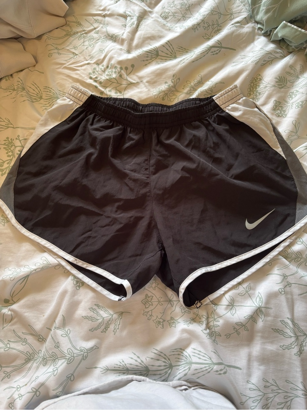 Nike Women’s Black Athletic Running Shorts with White and Gray Trim